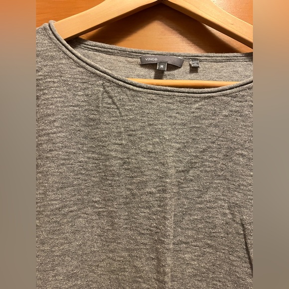 Vince Grey Cotton Sweater Top Boxy Relaxed Fit Drop Shoulder Dolman Sleeve Shirt - Picture 2 of 5